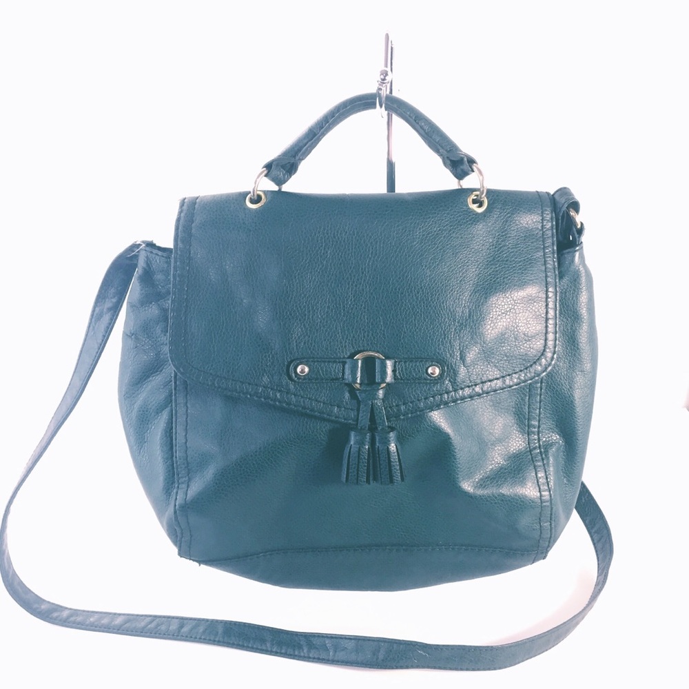 H&M Dark Green Satchel Vegan Leather purse